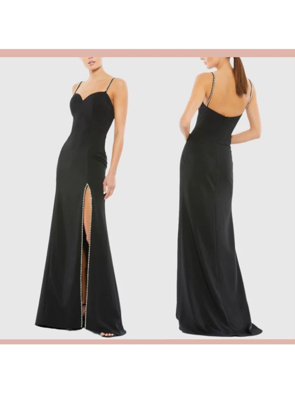 NWT IEENA Mac Duggal 70220 Sweetheart Gown w/ Rhinestone Accents Black size 6